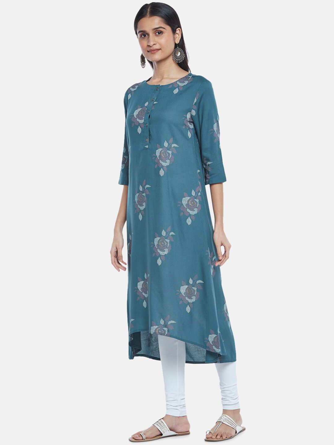 

RANGMANCH BY PANTALOONS Women Blue Floral Printed A Line Kurta