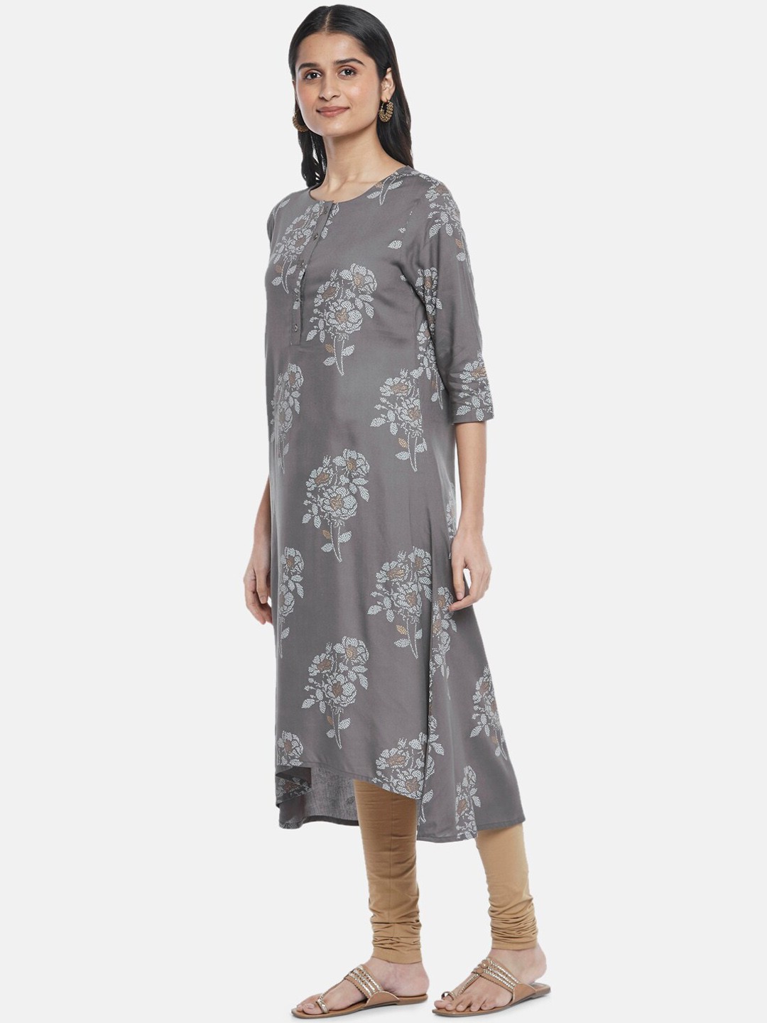 

RANGMANCH BY PANTALOONS Women Grey Floral Printed A Line Kurta