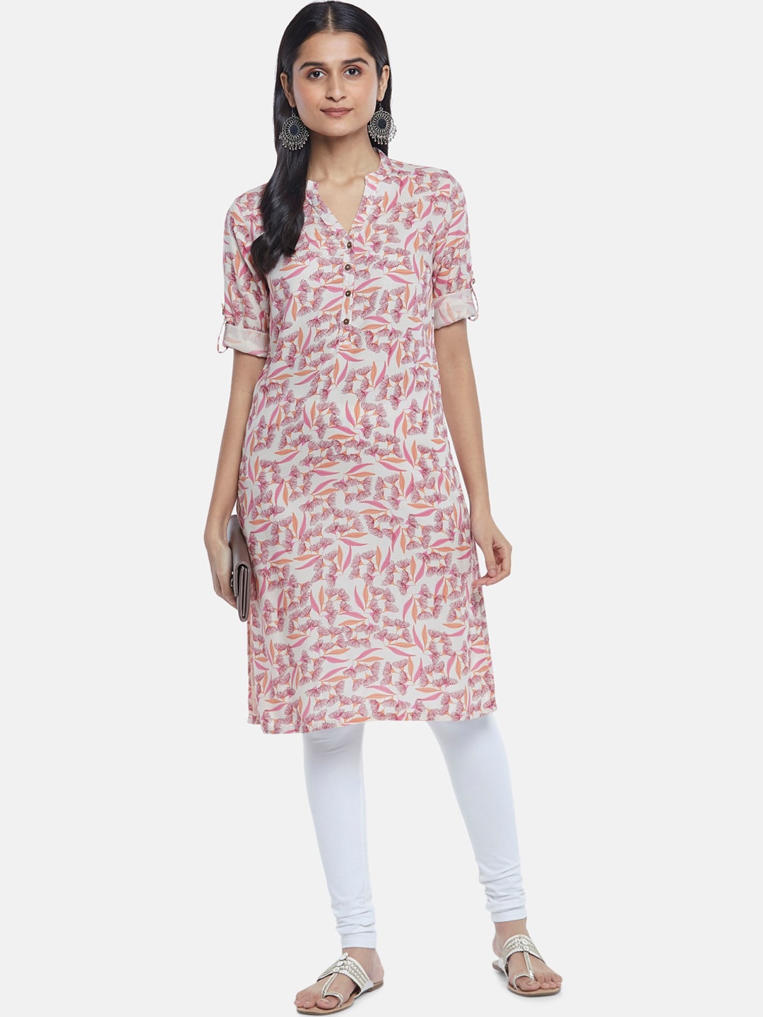 

RANGMANCH BY PANTALOONS Women Beige Floral Printed Floral Kurta