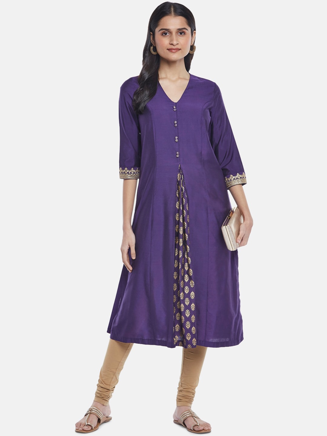 

RANGMANCH BY PANTALOONS Women Purple Solid Layered Kurta