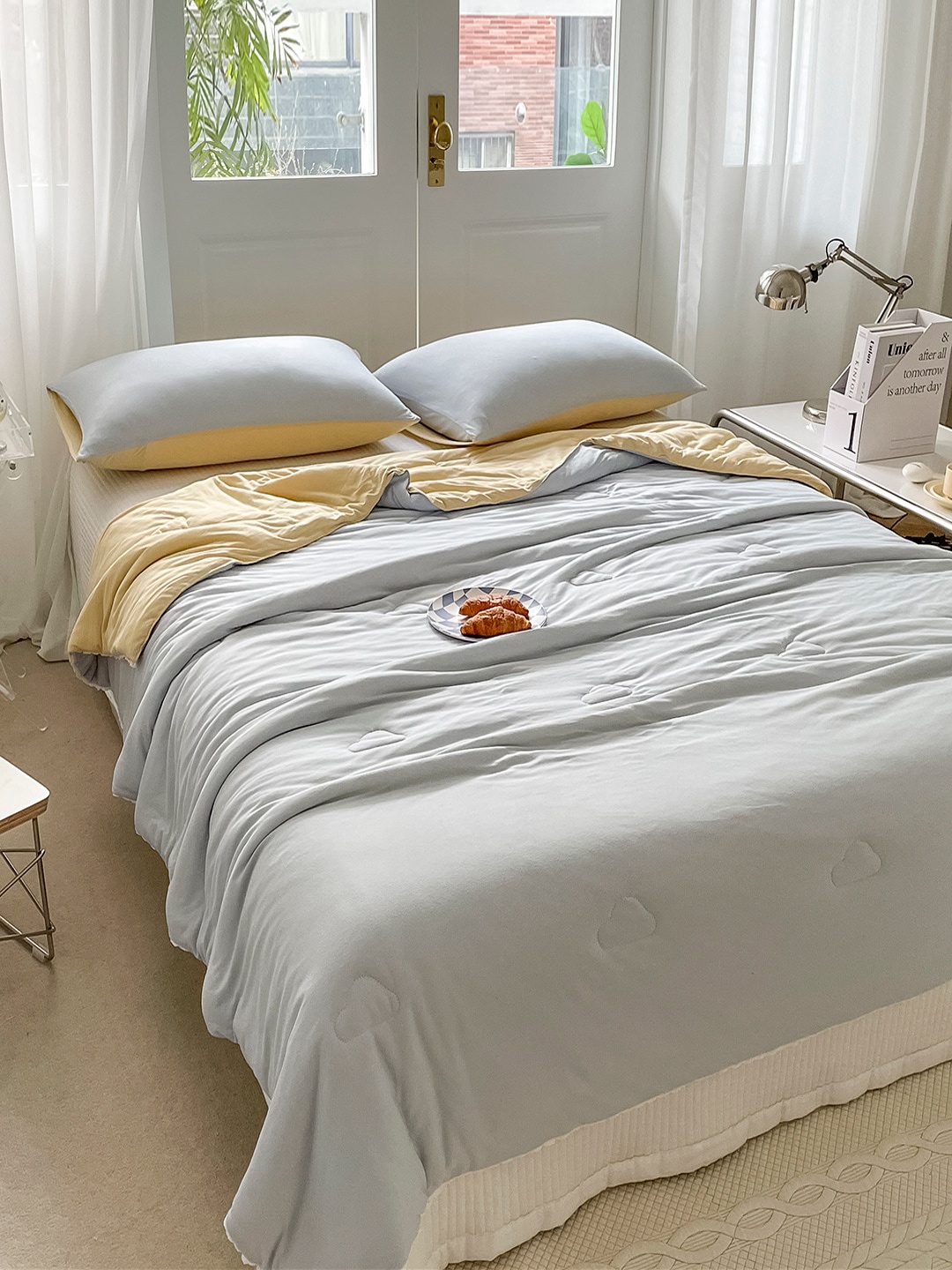 

JC HOME Unisex Multi Blankets Quilts and Dohars, Grey