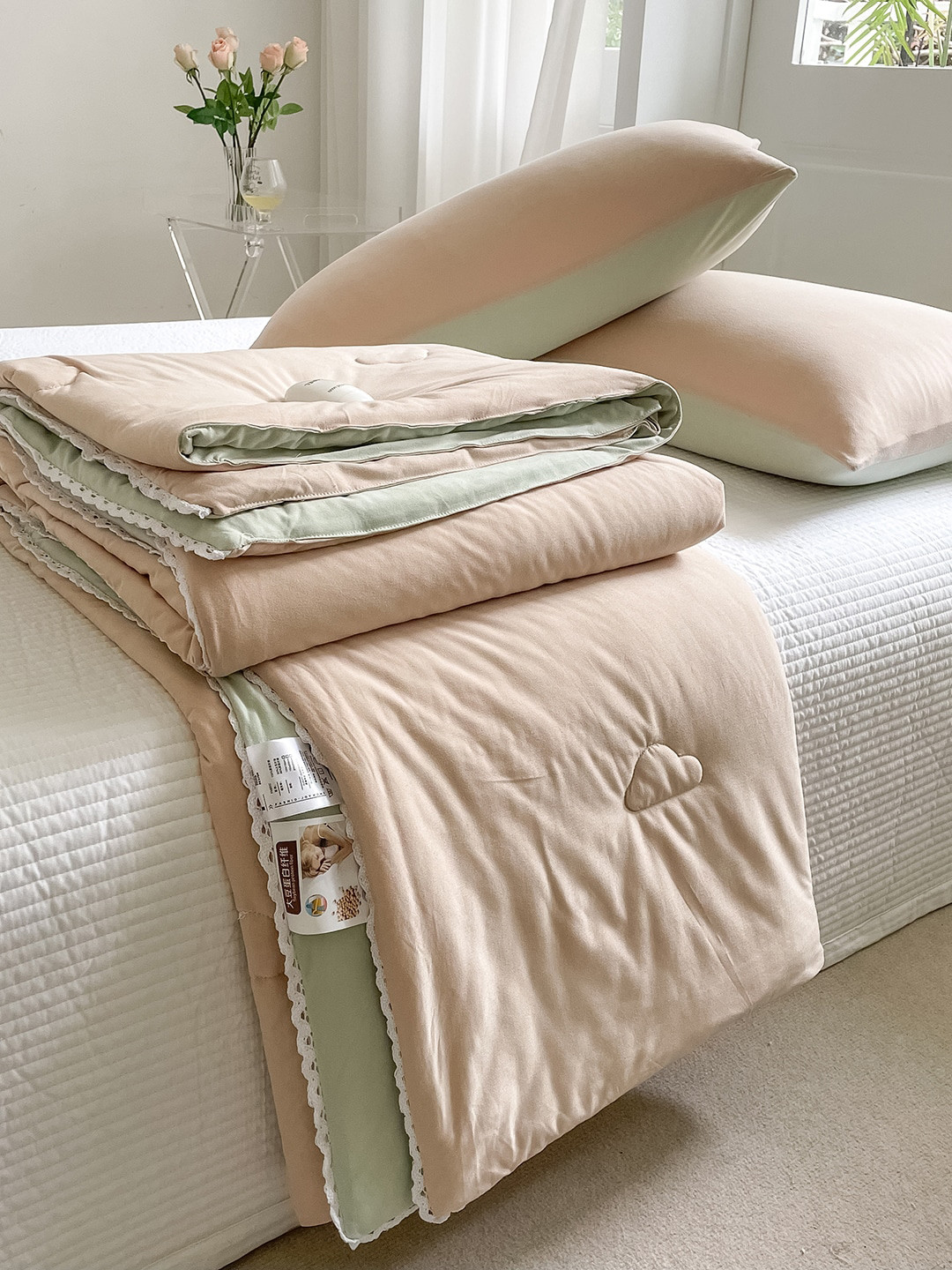 

JC HOME Unisex Multi Blankets Quilts and Dohars, Peach