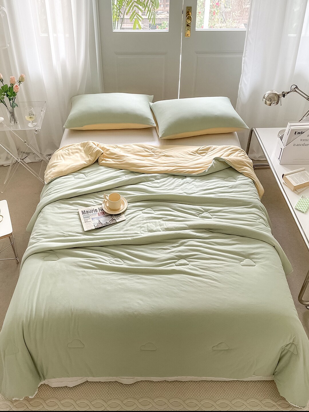 

JC HOME Unisex Multi Blankets Quilts and Dohars, Green