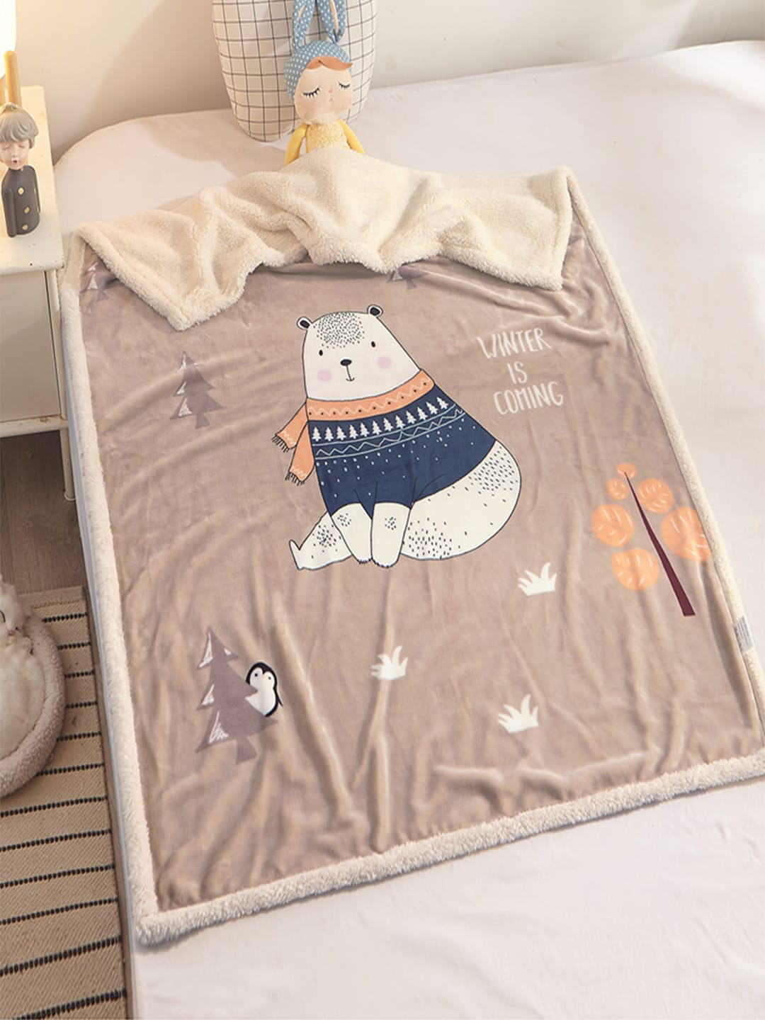

JC Collection Blue & Brown Cartoon Characters AC Room Single Bed Blanket