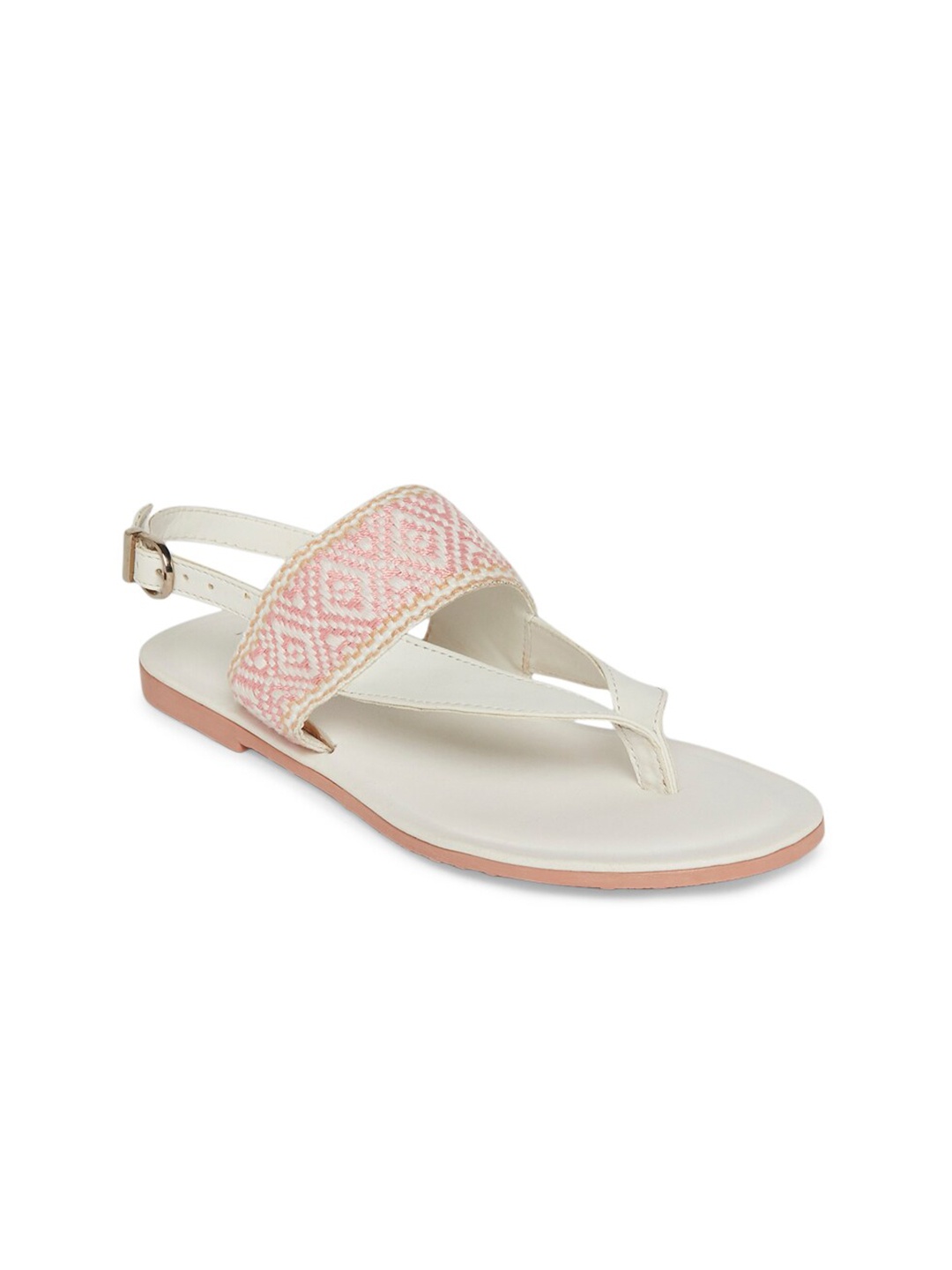 Pantaloons Junior Girls Ethnic T-Strap Flats, White