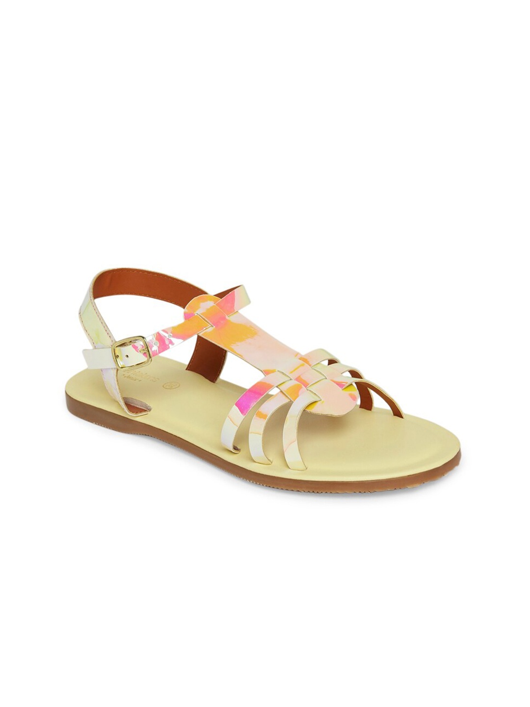 

Pantaloons Junior Girls Printed Open Toe Flats, Yellow