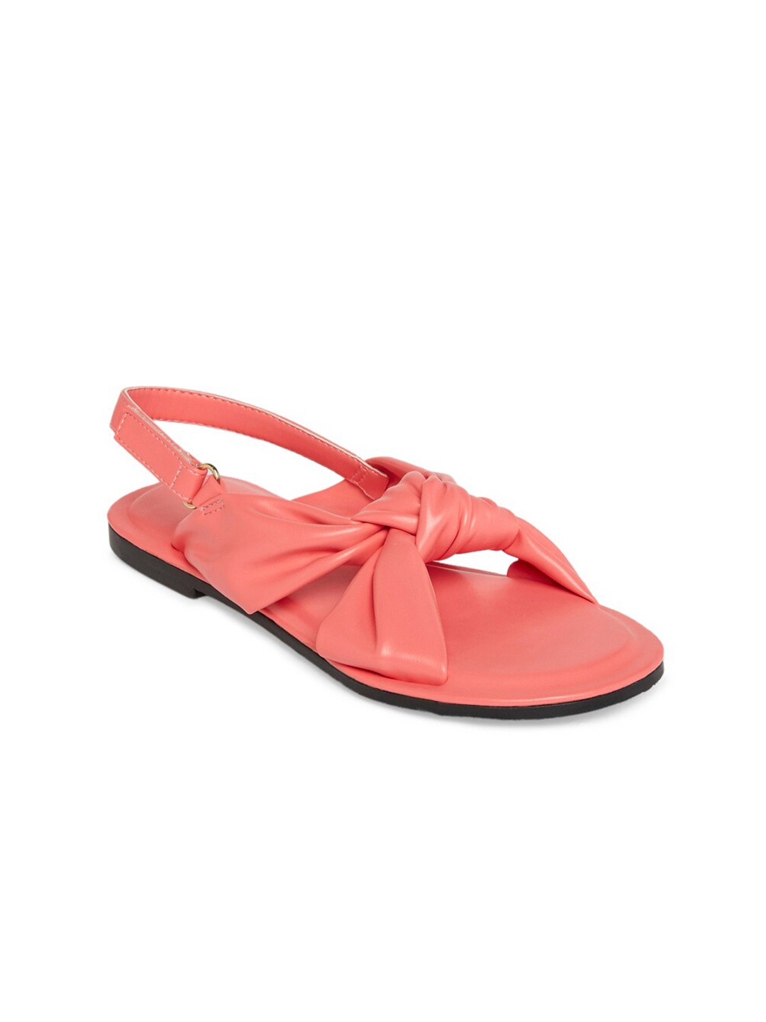 Pantaloons Junior Girls Open Toe Flats with Bows, Coral