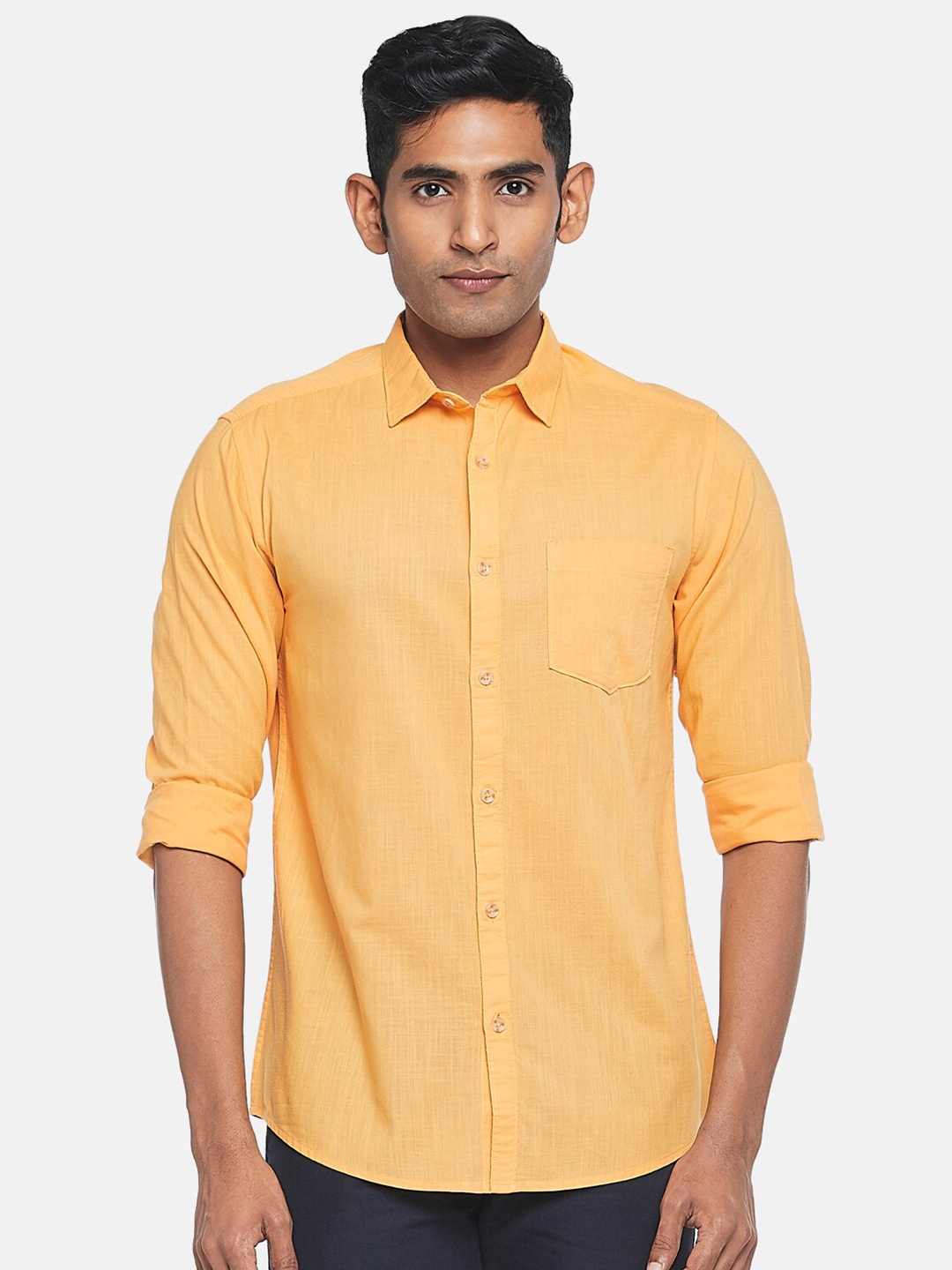 

BYFORD by Pantaloons Men Yellow Slim Fit Casual Shirt