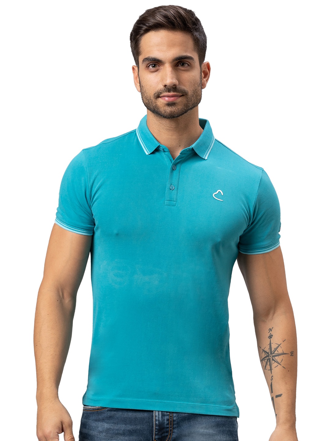 

Being Human Men Blue Polo Collar Cotton T-shirt