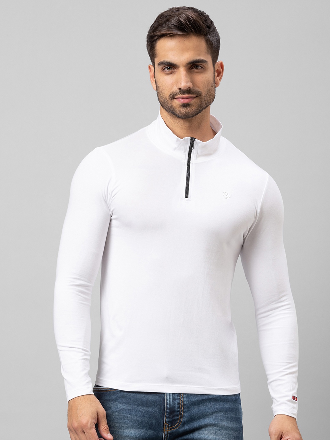 

Being Human Men White High Neck Cotton T-shirt