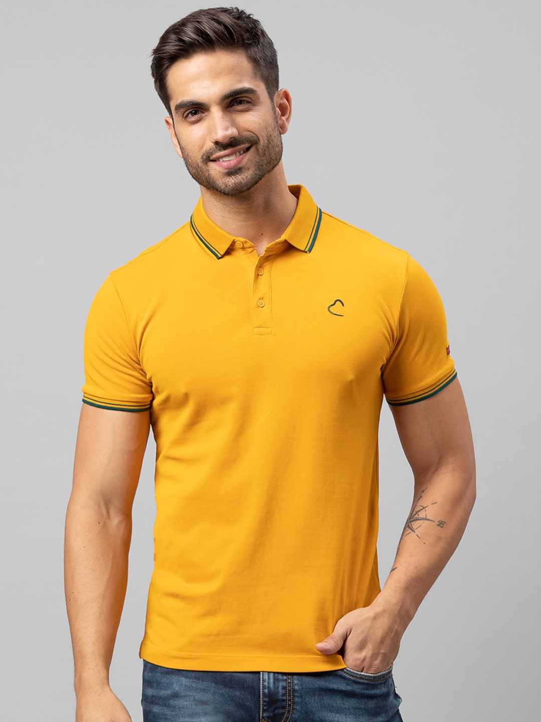 

Being Human Men Mustard Yellow Polo Collar Cotton T-shirt