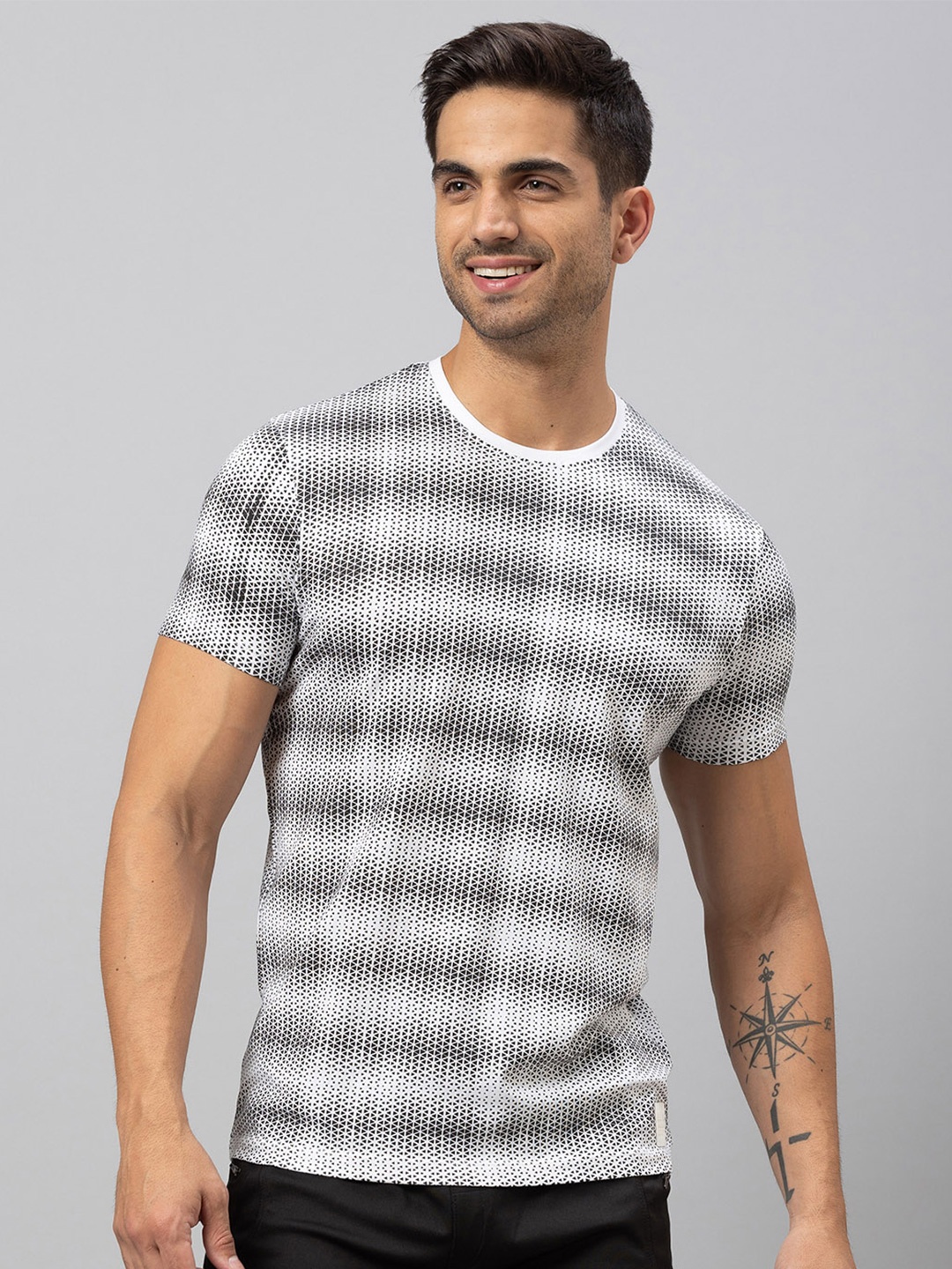 

Being Human Men White & Black Printed Cotton T-shirt