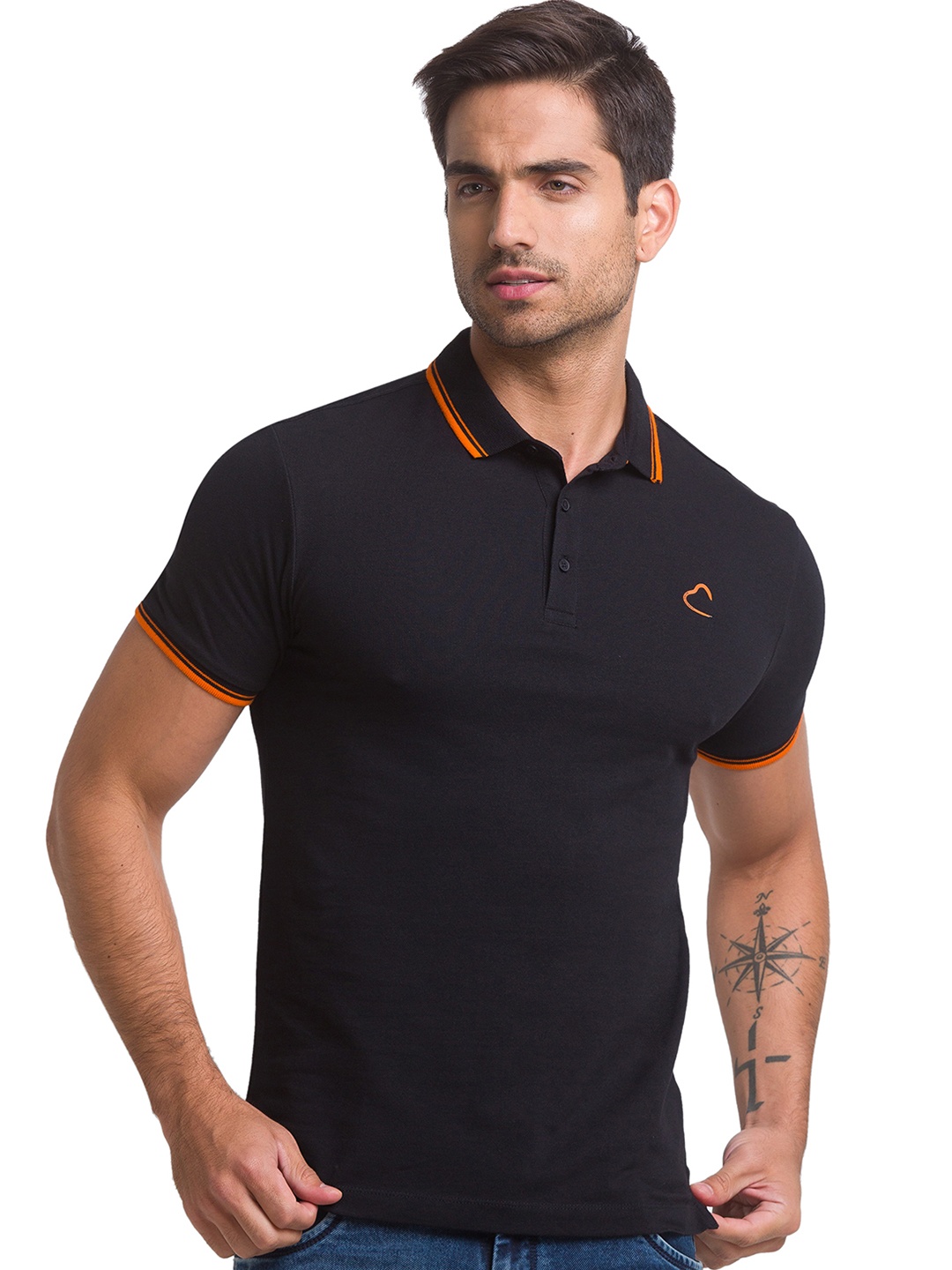 

Being Human Men Black Polo Collar Cotton T-shirt