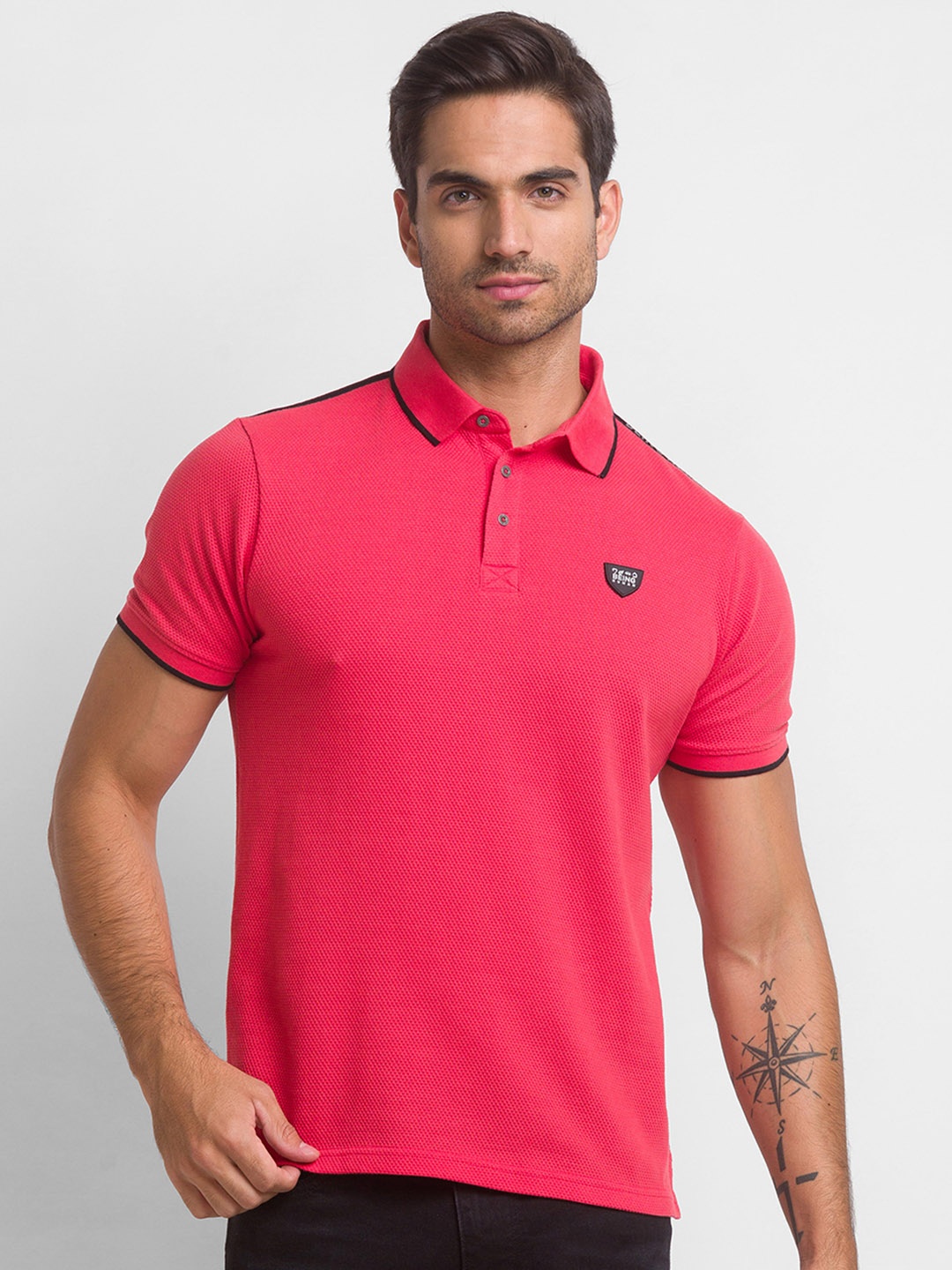 

Being Human Men Pink Polo Collar Cotton T-shirt