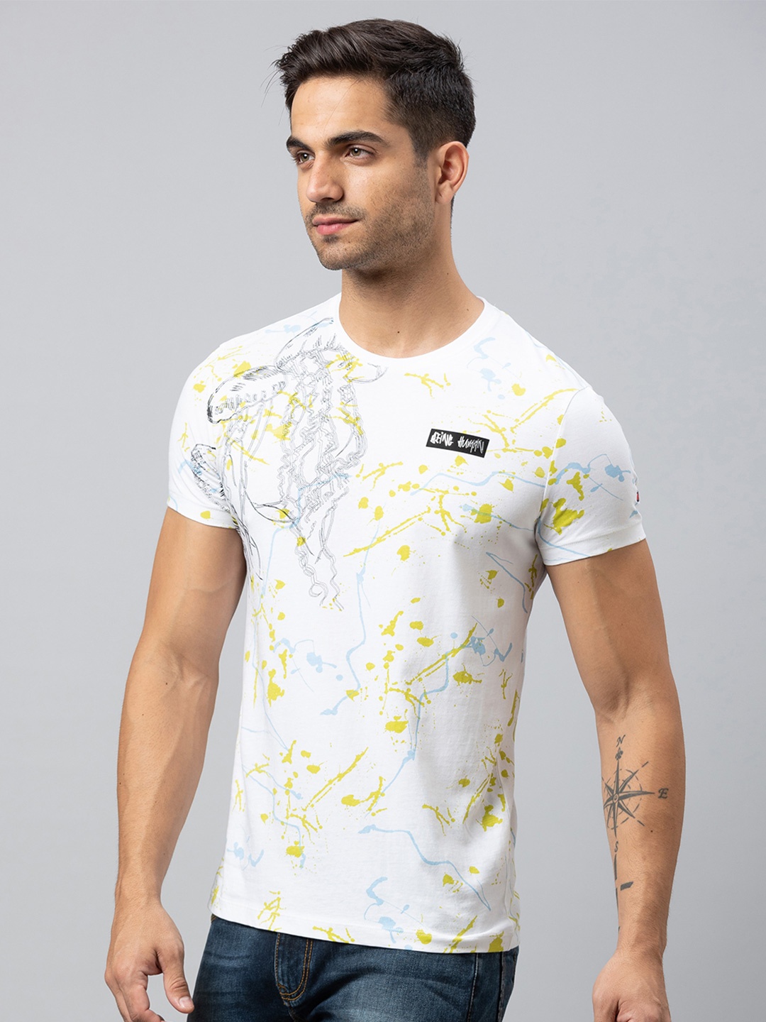 

Being Human Men White Printed Cotton T-shirt