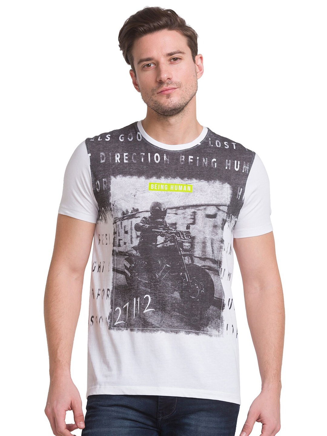 

Being Human Men White Printed T-shirt
