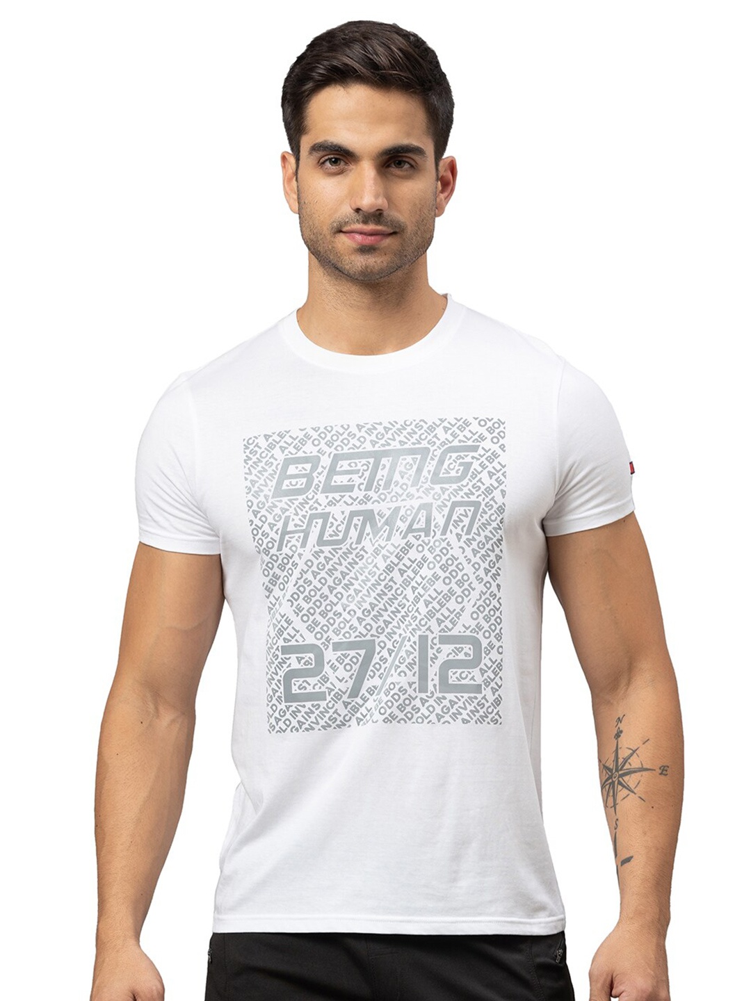 

Being Human Men White Typography Printed T-shirt