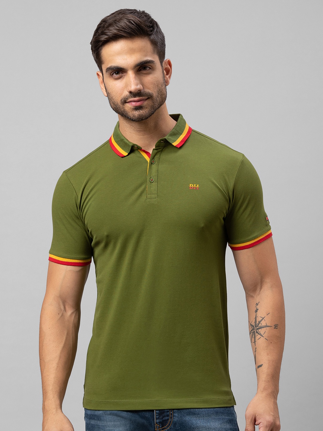 

Being Human Men Green Polo Collar Cotton T-shirt