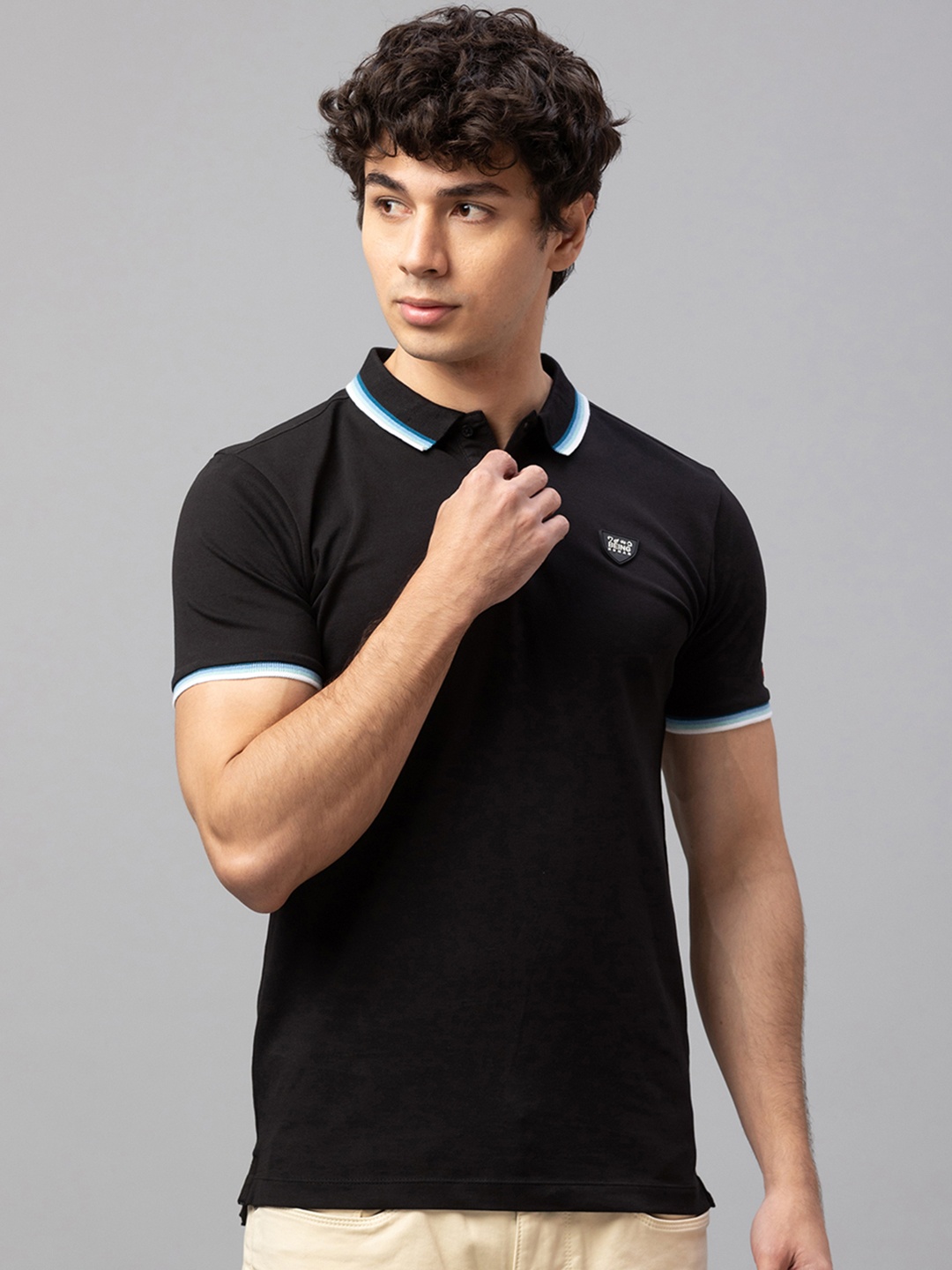 

Being Human Men Black Polo Collar Cotton T-shirt