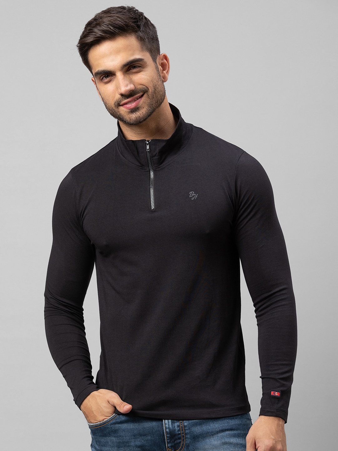 

Being Human Men Black High Neck Cotton T-shirt