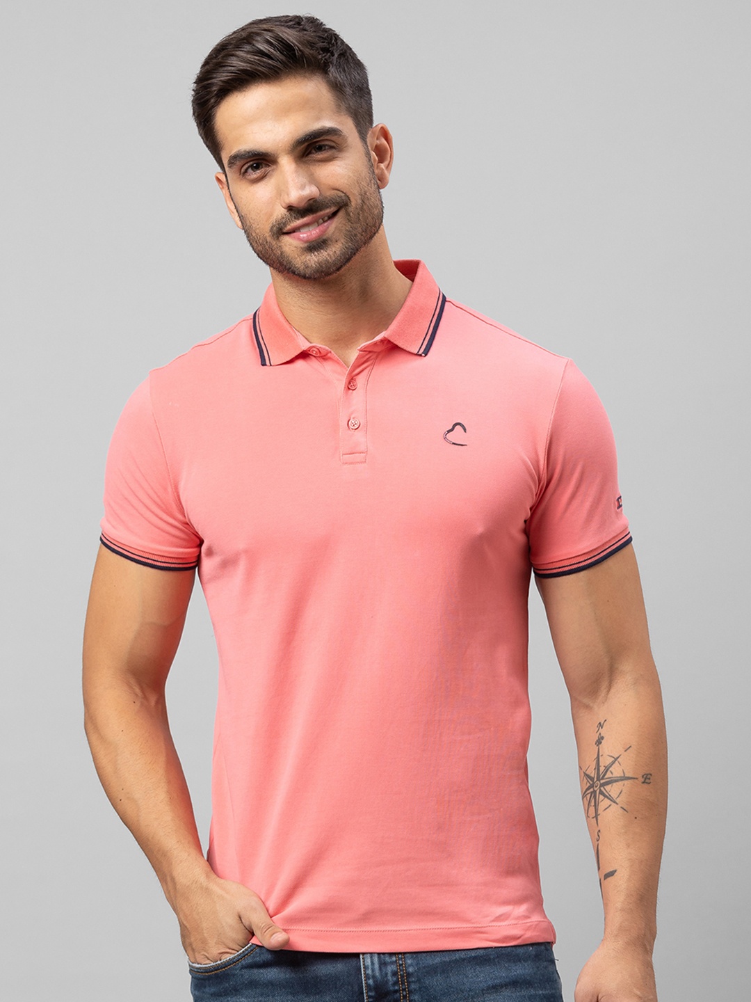 

Being Human Men Pink Polo Collar Cotton T-shirt