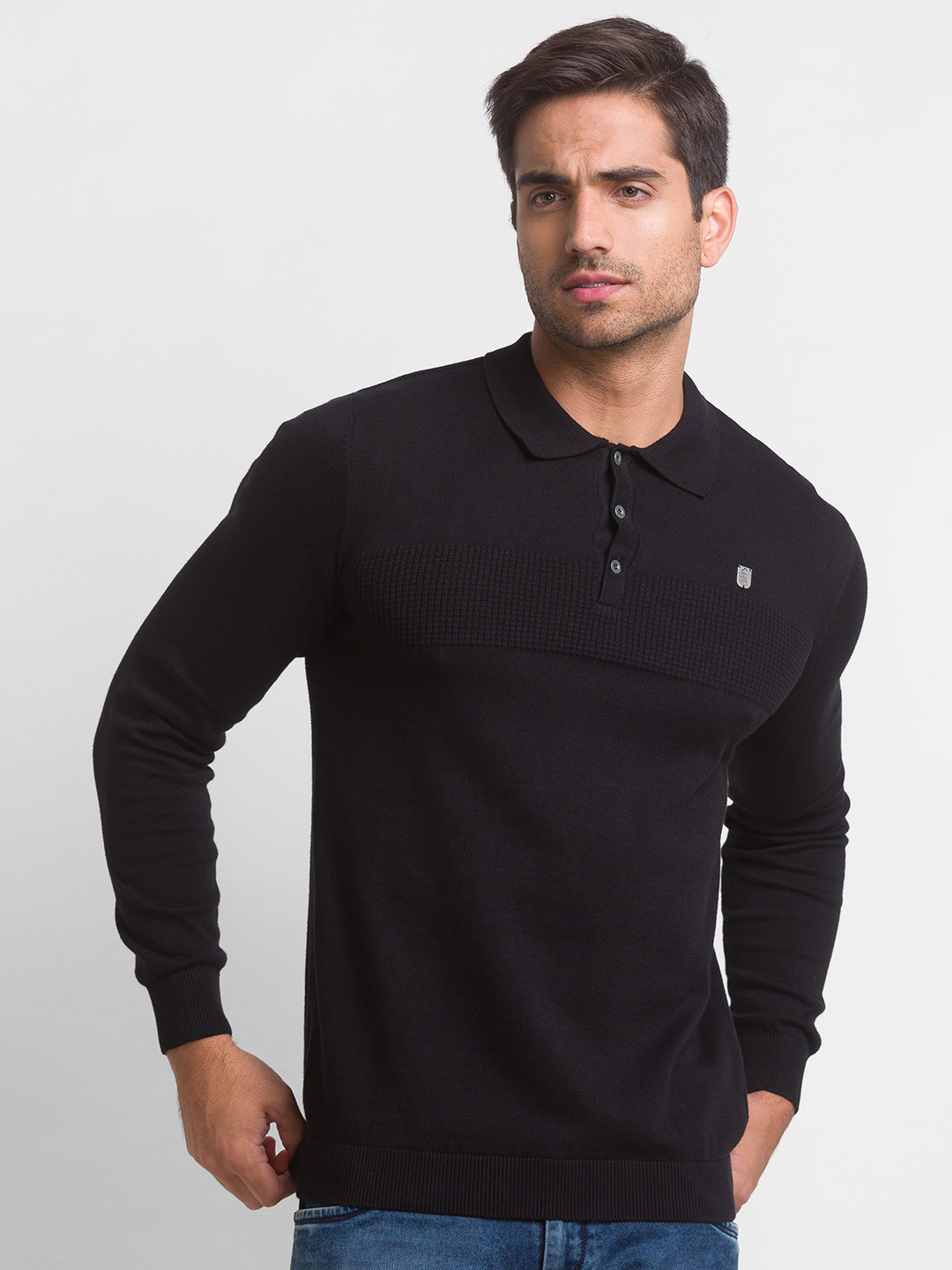 

Being Human Men Black Polo Collar Cotton T-shirt