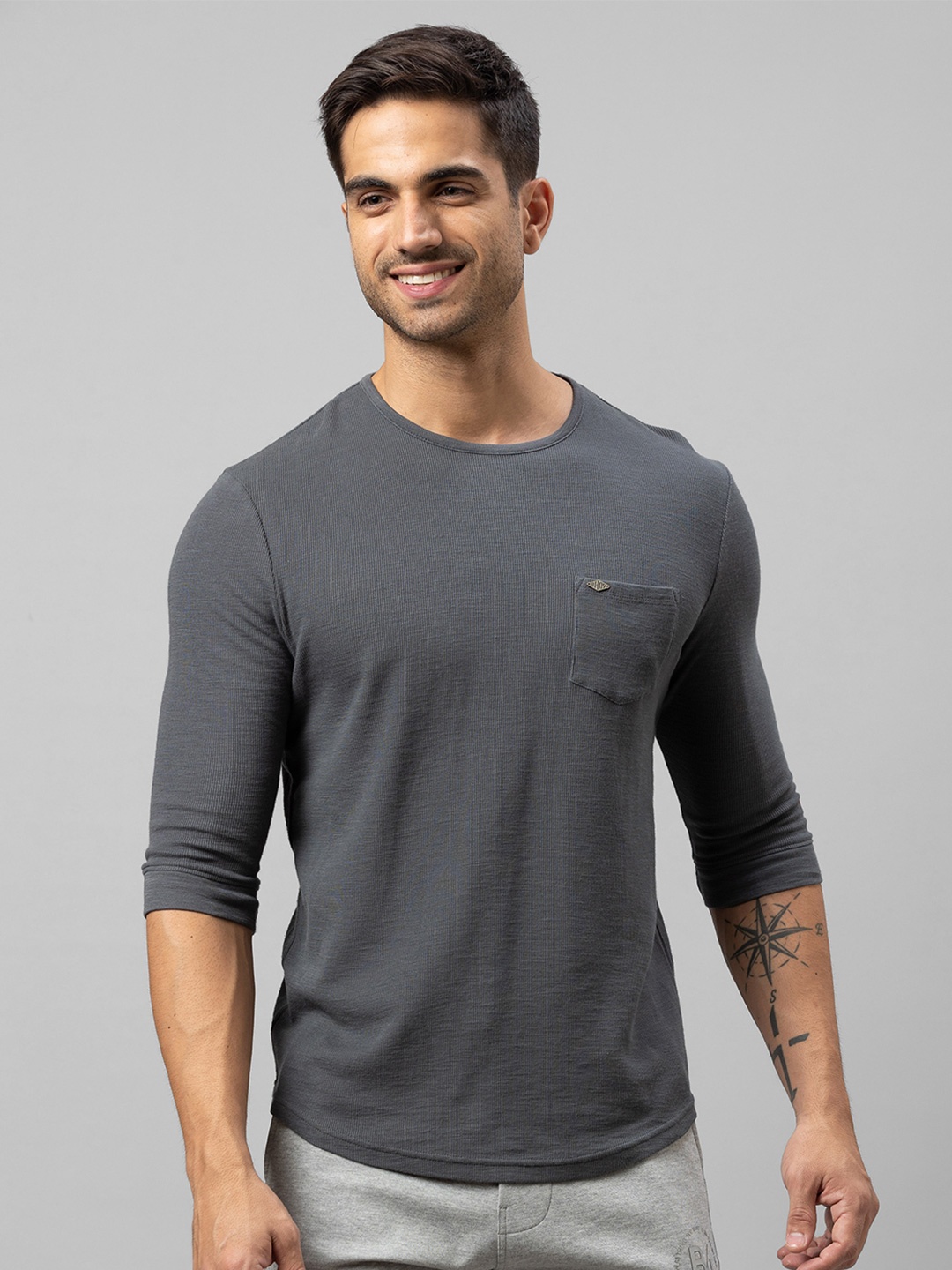 

Being Human Men Charcoal Cotton T-shirt