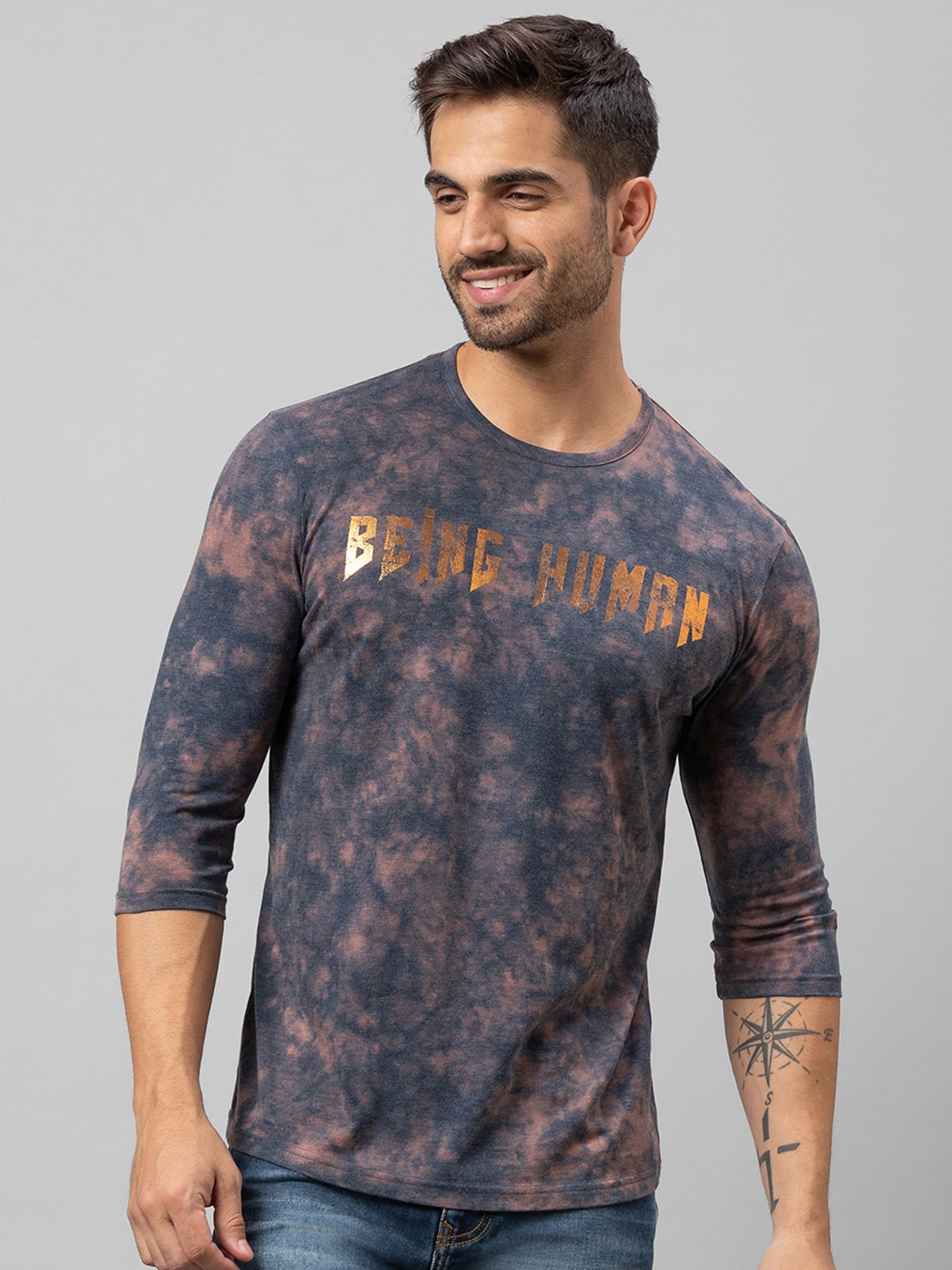 

Being Human Men Blue Tie and Dye Dyed Cotton T-shirt