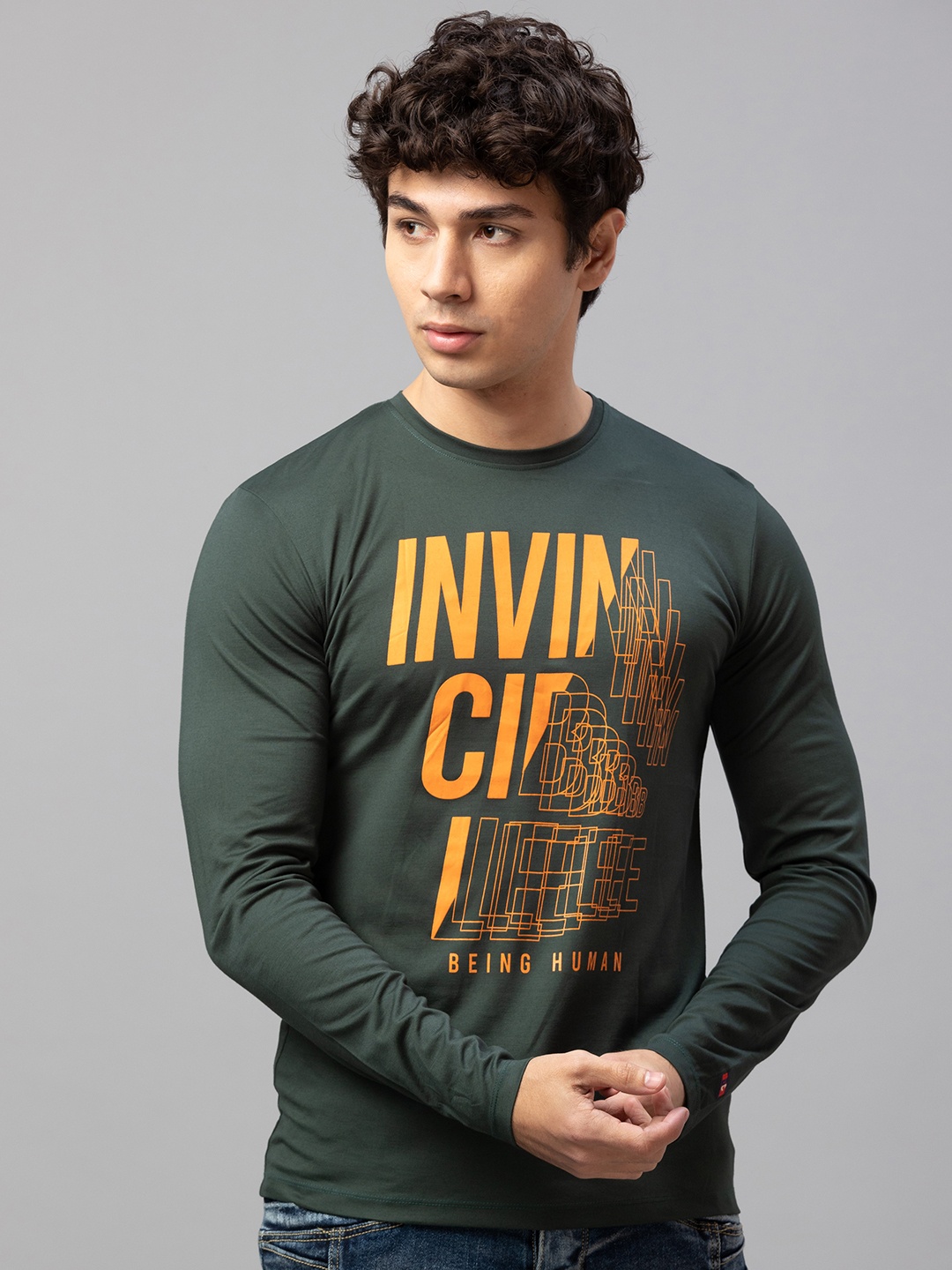 

Being Human Men Red Typography Printed T-shirt