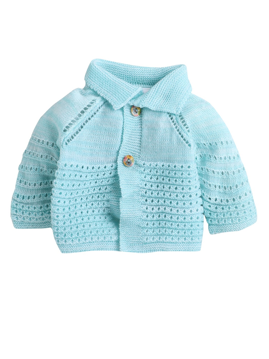 

Little Angels Boys Green Self Design Cardigan