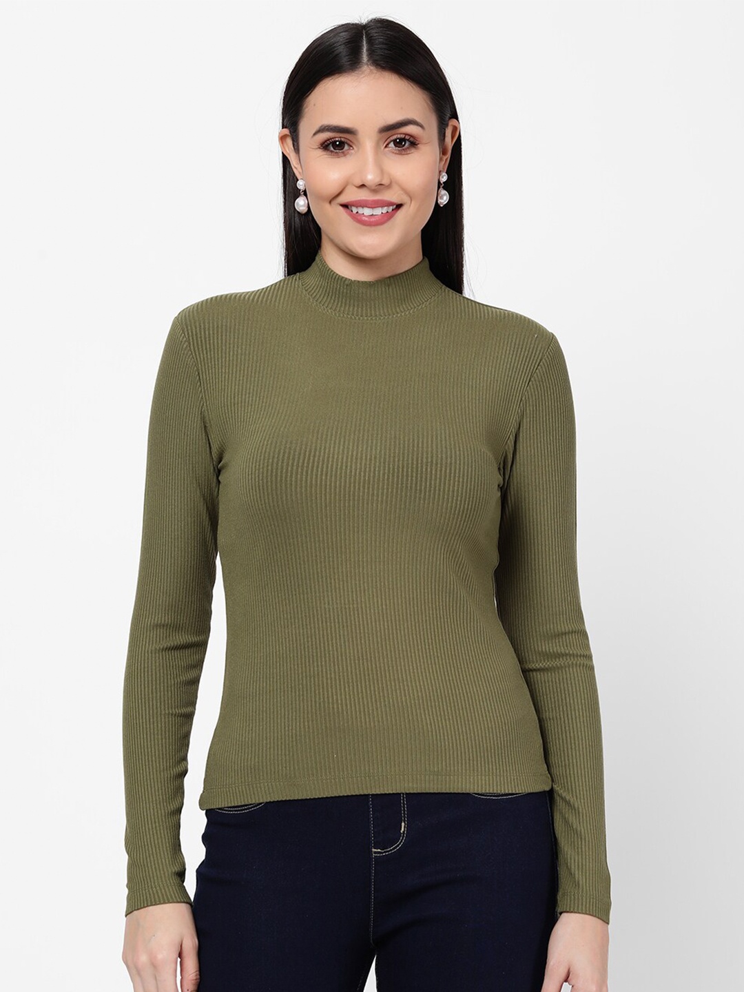 

R&B Woman Olive Green Solid Top
