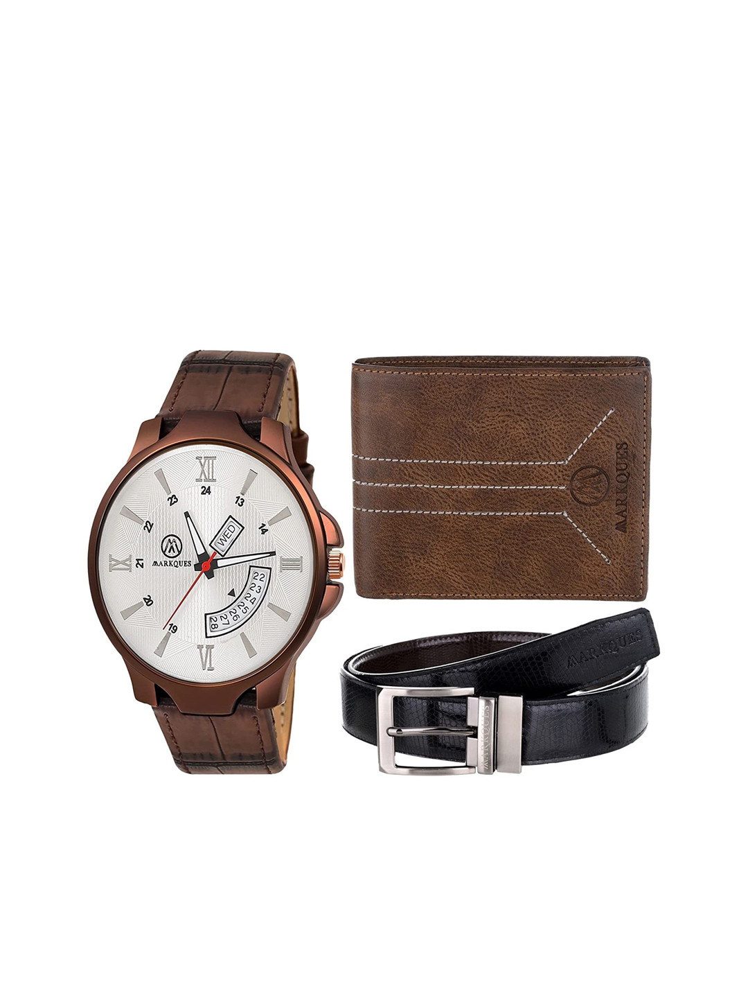

MARKQUES Men Brown Solid Accessory Gift Set