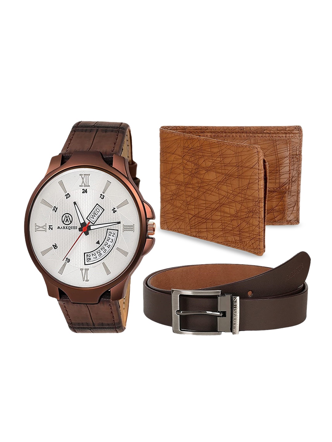 

MARKQUES Men Brown Leather Accessory Gift Set