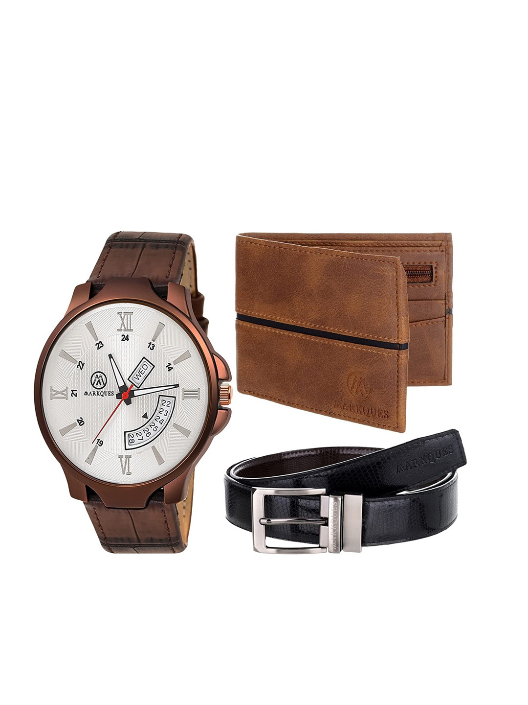 

MARKQUES Men Brown Leather Accessory Gift Set