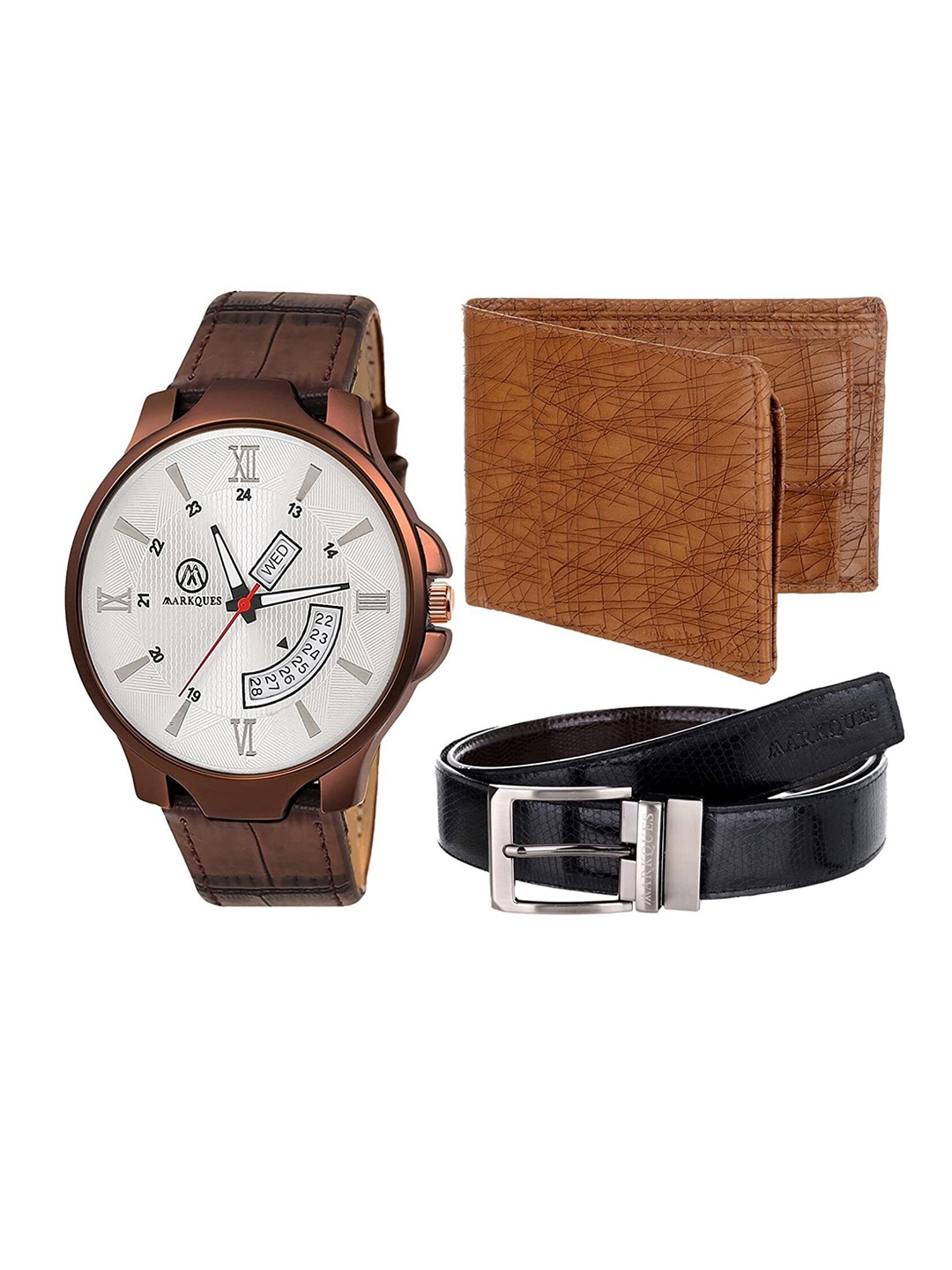 

MARKQUES Men Brown Leather Accessory Gift Set