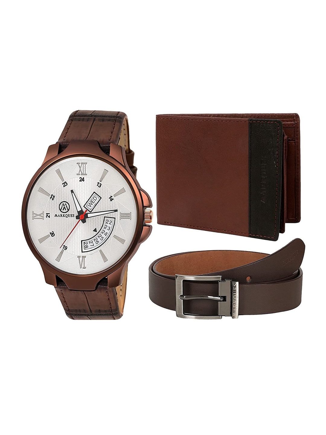 

MARKQUES Men Brown Leather Accessory Gift Set
