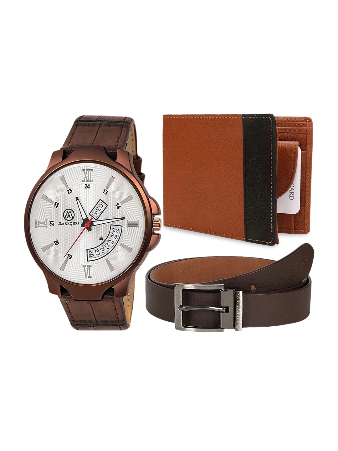 

MARKQUES Men Brown Solid Accessory Gift Set