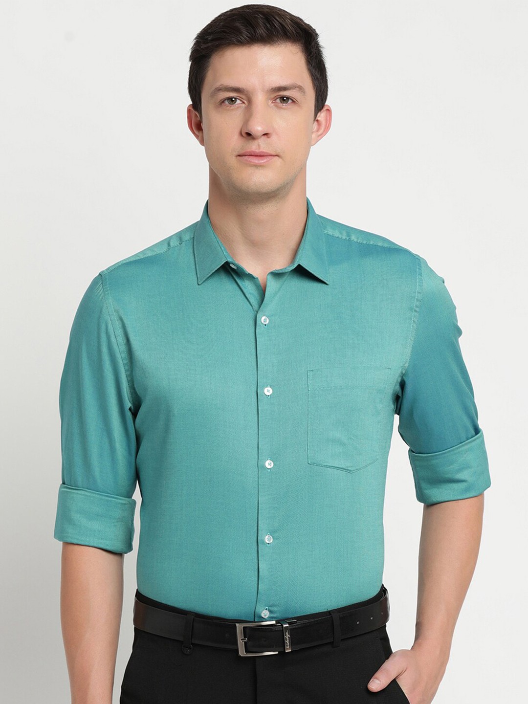 

Turtle Men Teal Slim Fit Pure Cotton Formal Shirt