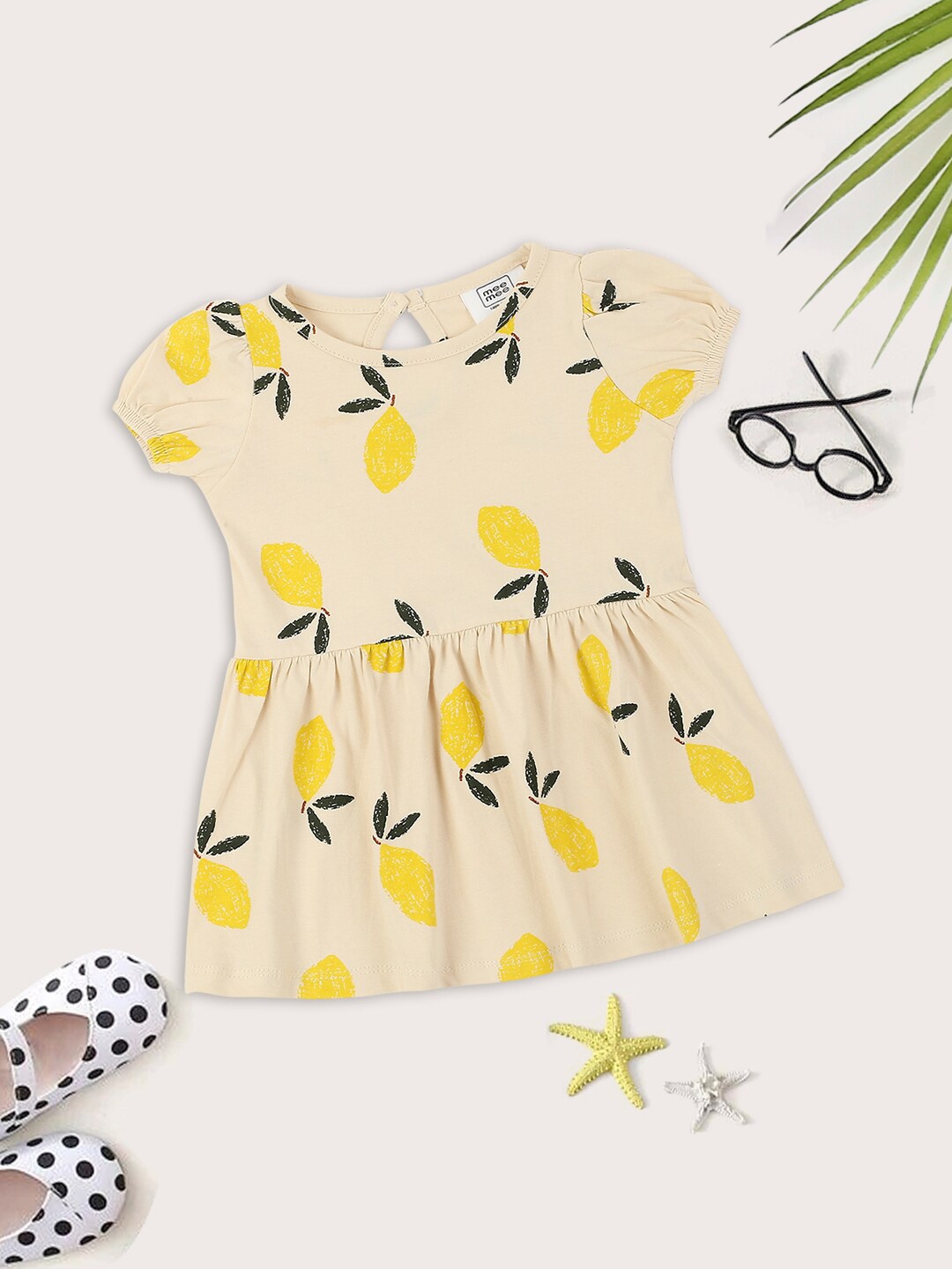 

MeeMee Infant Girls Yellow Fit & Flare Cotton Dress