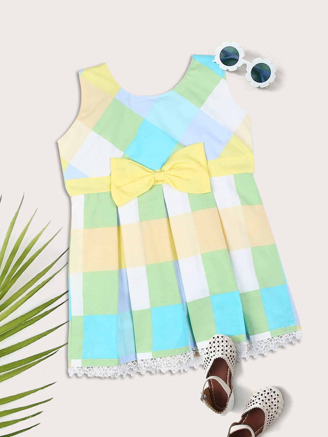 

MeeMee Girls Yellow & Blue A-Line Dress