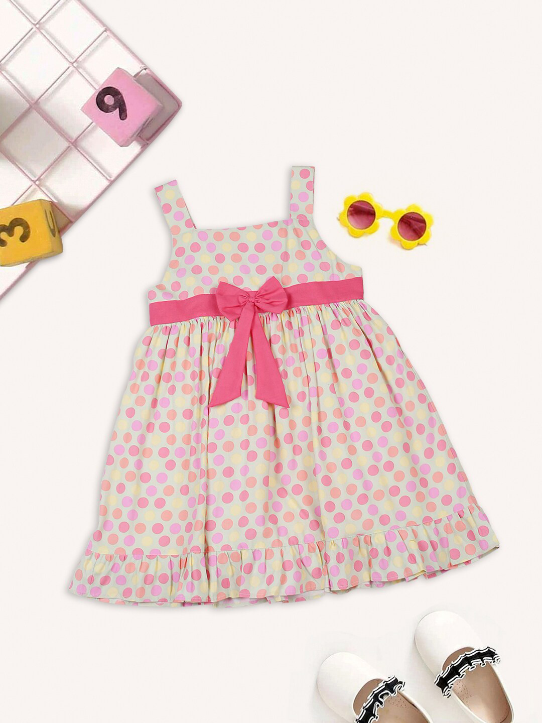 

MeeMee Girl Green & Pink A-Line Dress