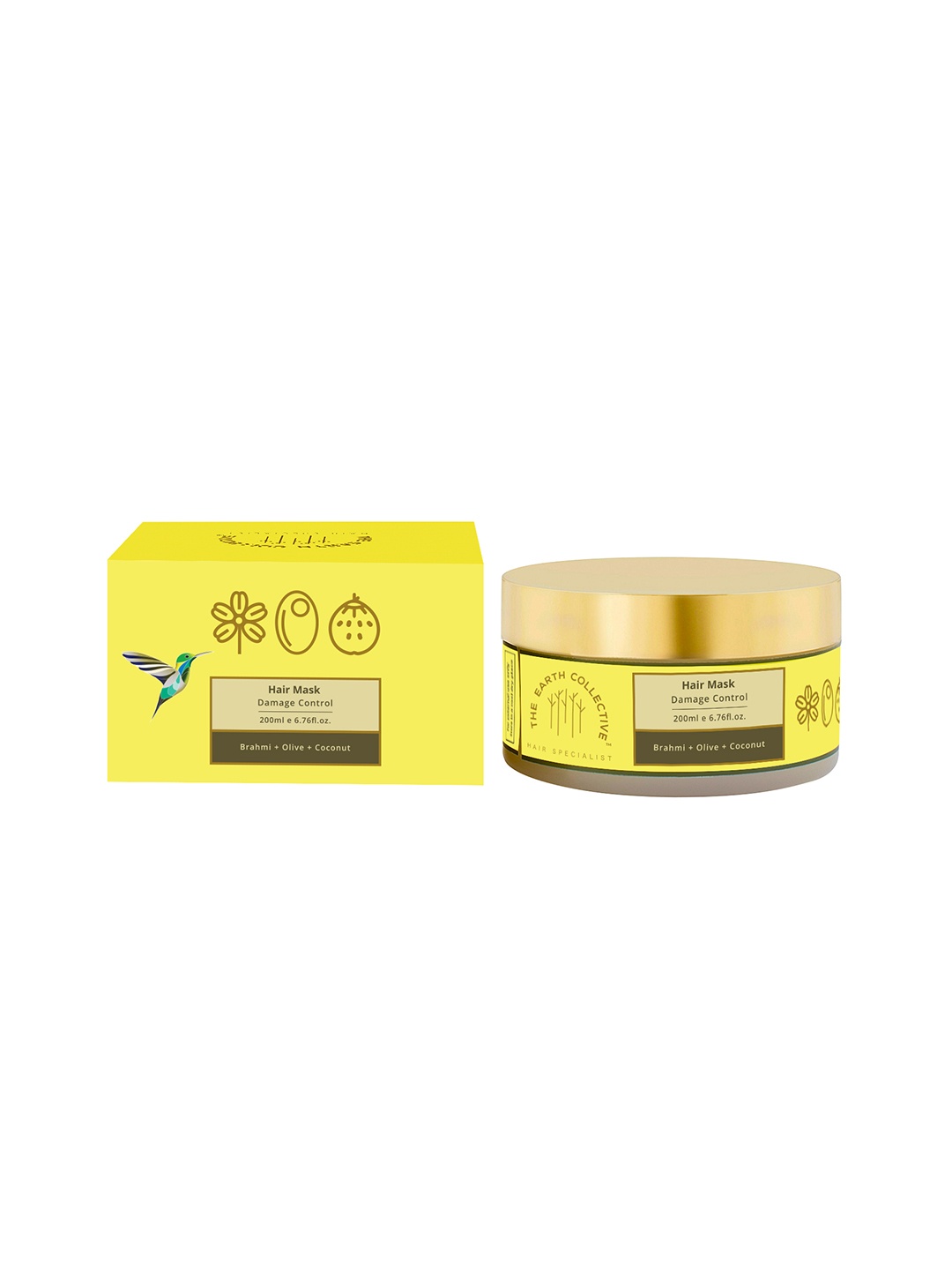 

The Earth Collective Damage Control Hair Mask with Brahmi & Olive - 200ml, Yellow