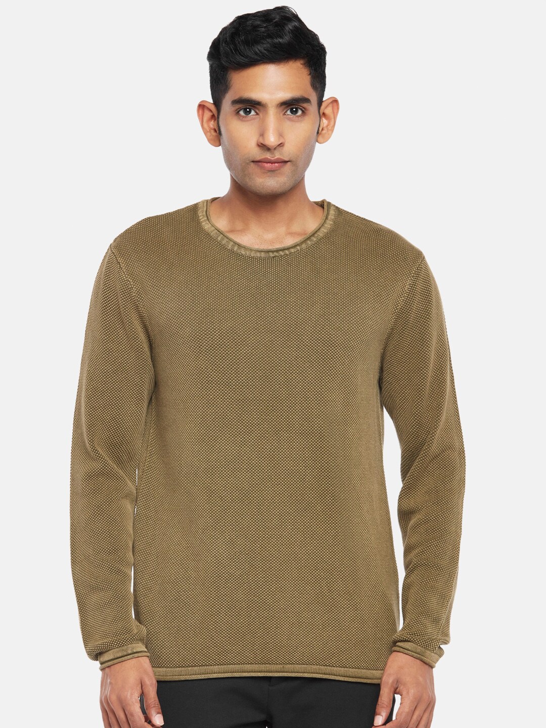 

BYFORD by Pantaloons Men Olive Green Solid Pullover