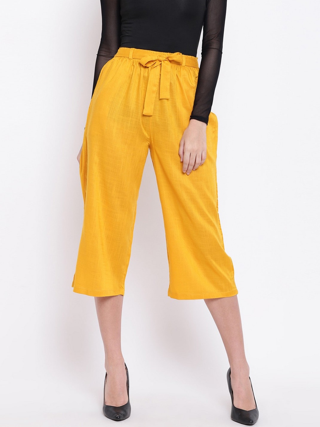 

RIVI Women Mustard Yellow Original Easy Wash Pure Cotton Culotte Trouser