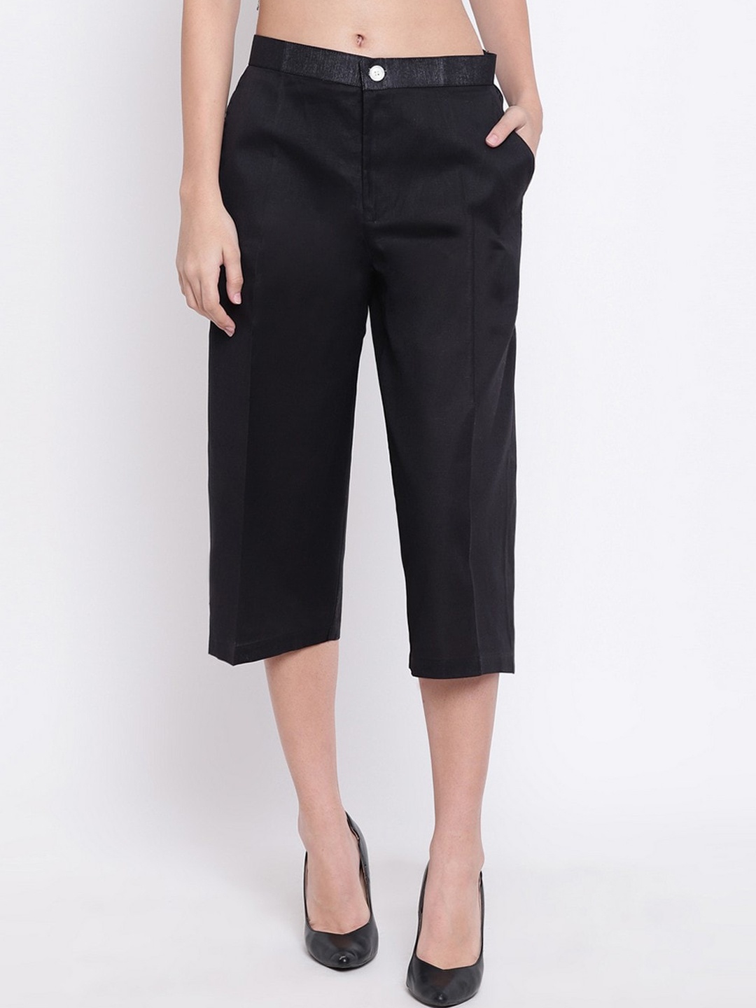 

RIVI Women Black Original Pure Cotton Trousers