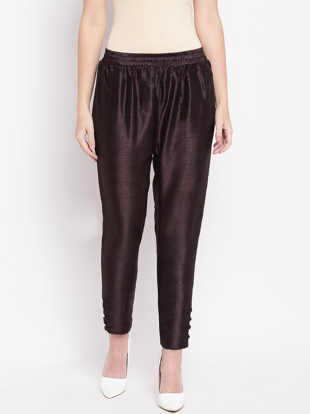 

RIVI Women Black Solid Pure Cotton Trousers