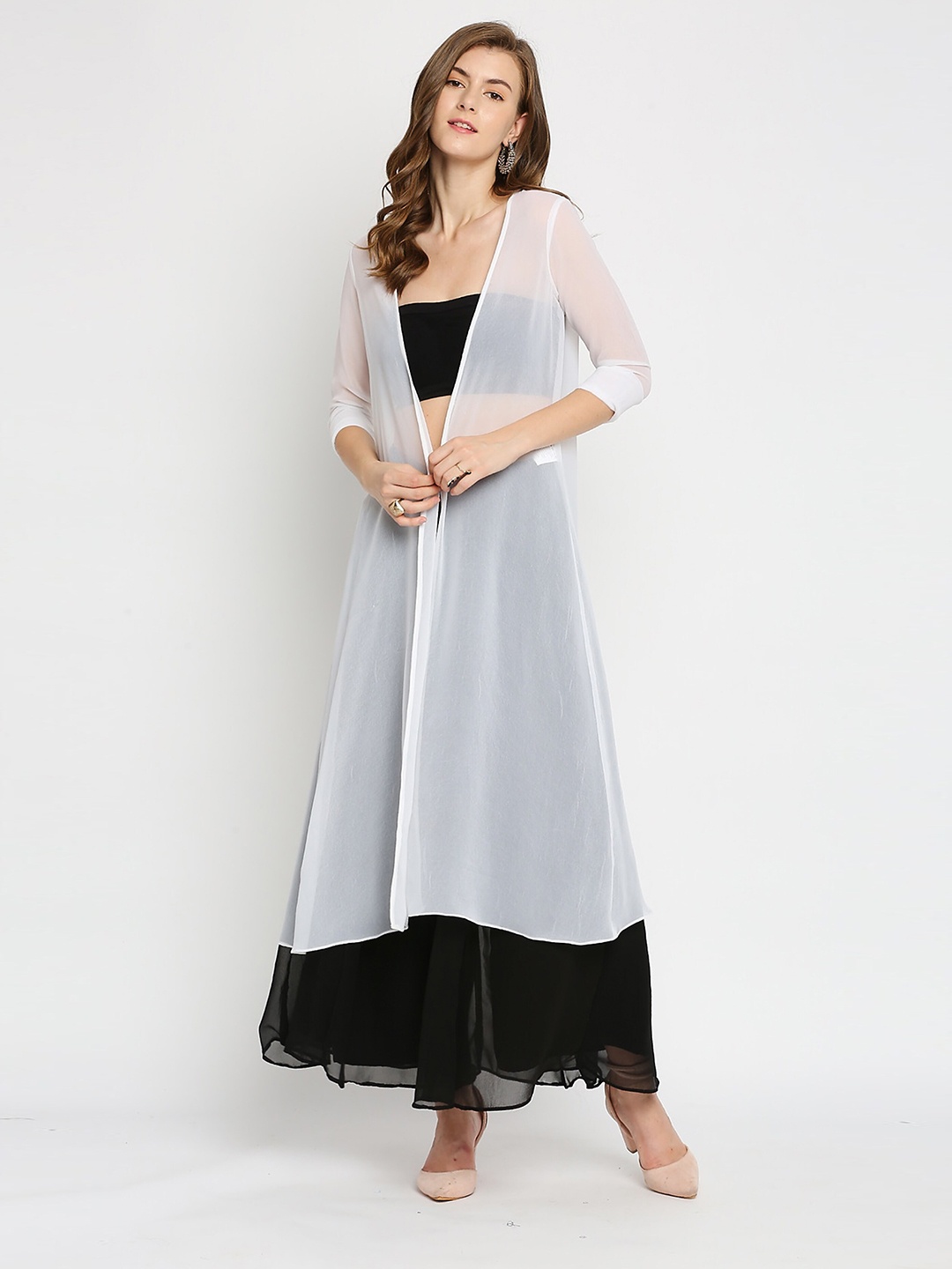 

Ira Soleil Women White Longline Shrug