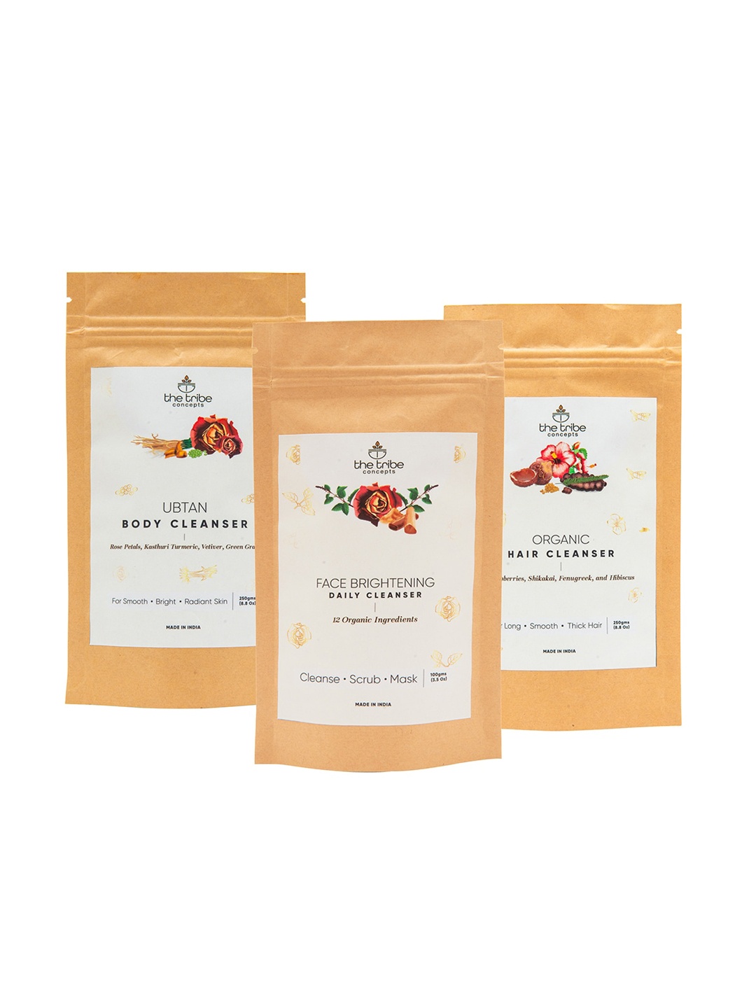 The Tribe Concepts Set Of 3 Peach-Coloured Top To Toe Cleansers Kit