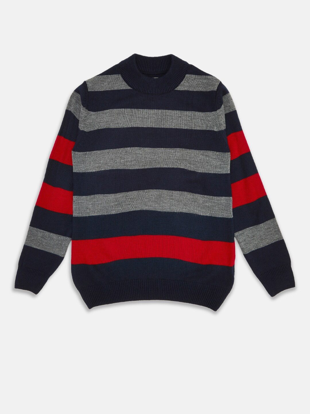

Pantaloons Junior Boys Grey & Black Striped Pullover