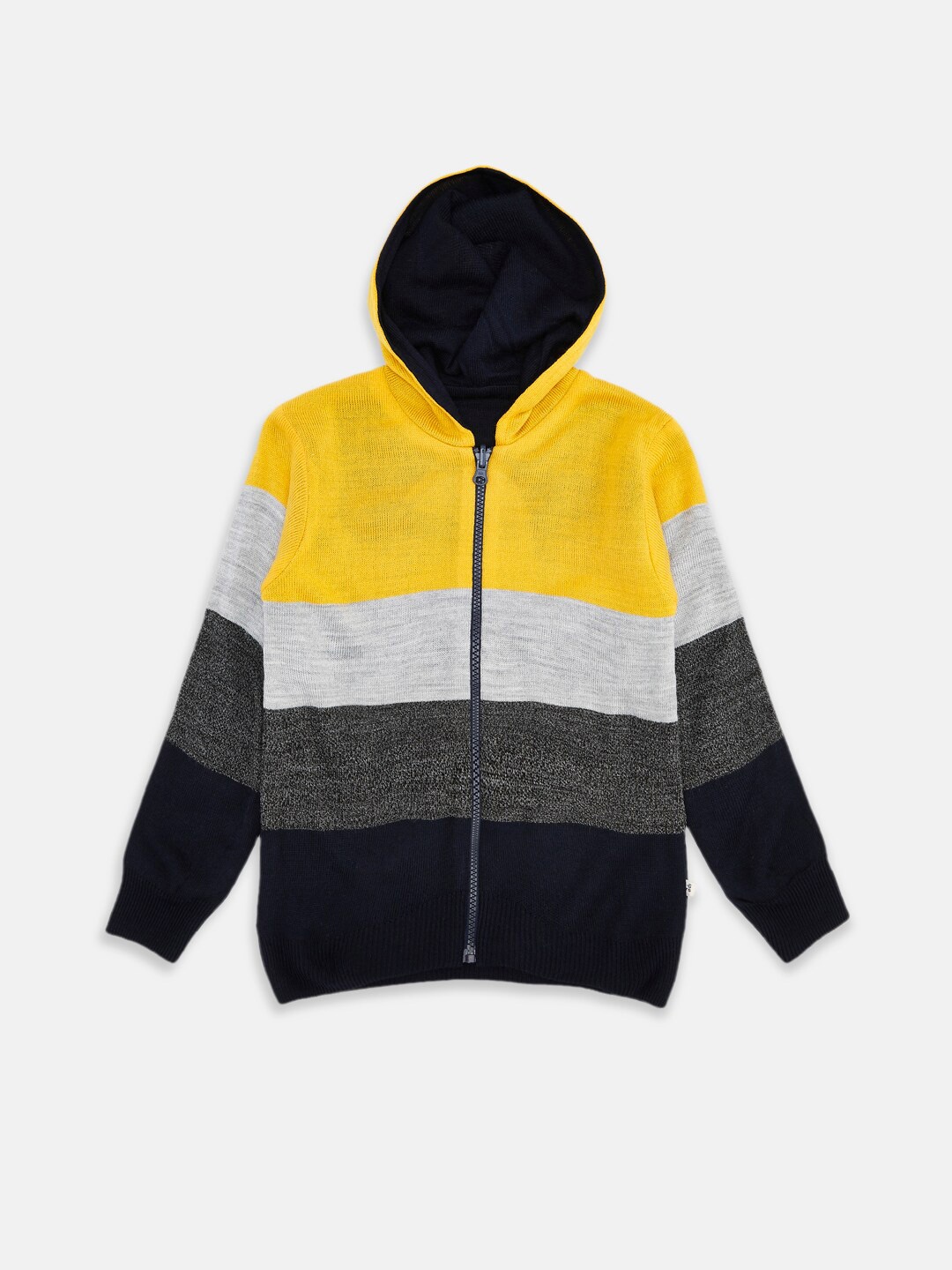 Pantaloons Junior Boys Yellow & Grey Striped Pullover